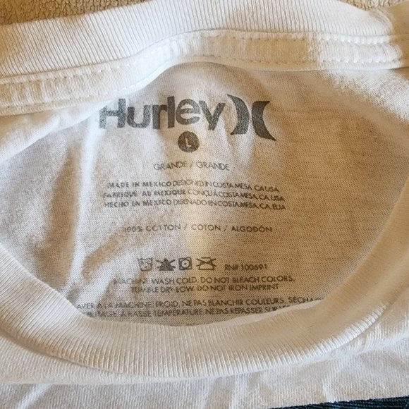 Hurley men logo white t-shirt size L - Picture 2 of 5